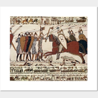 THE BAYEUX TAPESTRY ,BATTLE OF HASTINGS ,NORMAN KNIGHTS COMBATTING HORSEBACK Posters and Art